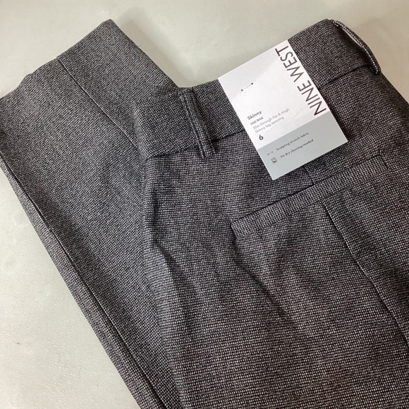 Nine West Womens Skinny Mid Rise Pants Black Gray Textured Stretch Size 6 - Picture 11 of 14